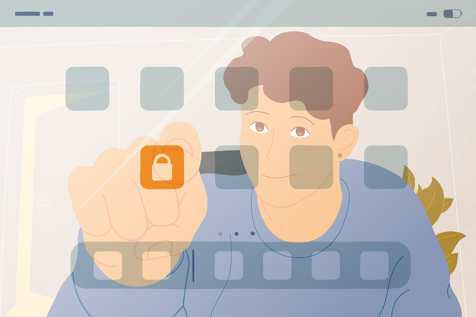 En voksen trykker på skærmen på en tablet.