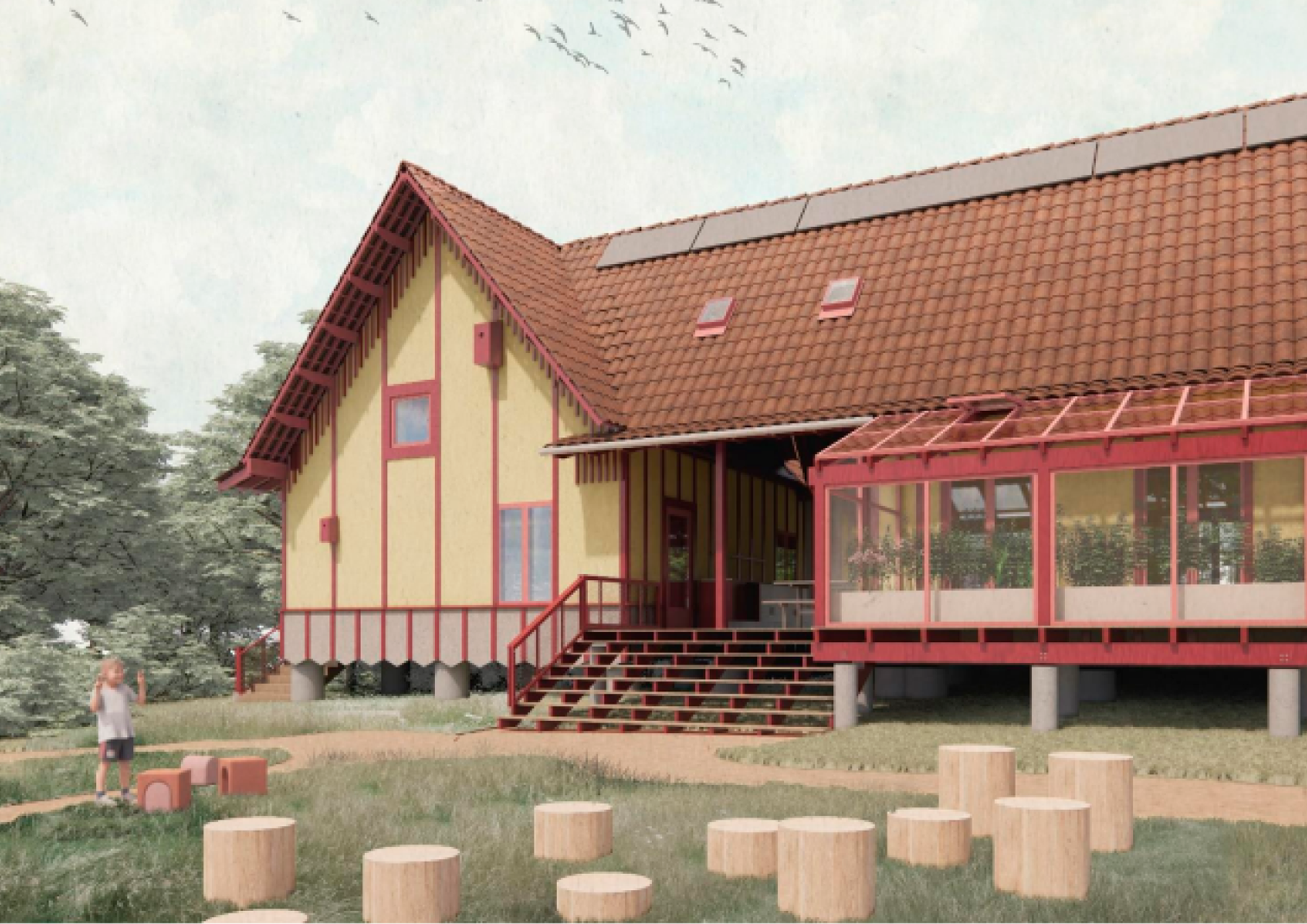 Billedet viser en illustration af, hvordan den kommende daginstitution kommer til at se ud