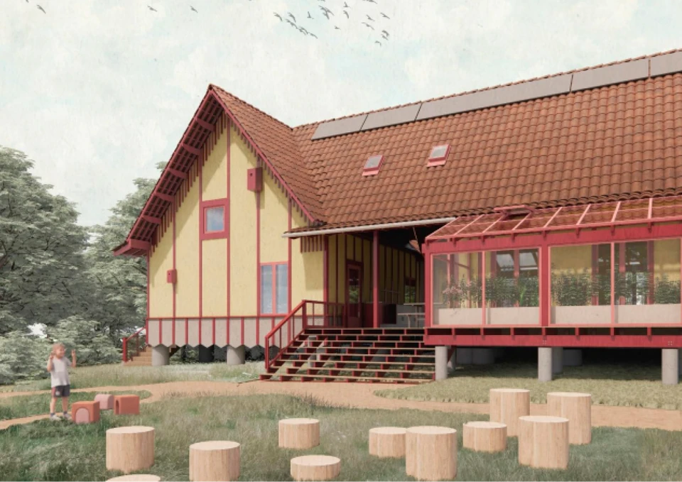 Billedet viser en illustration af, hvordan den kommende daginstitution kommer til at se ud