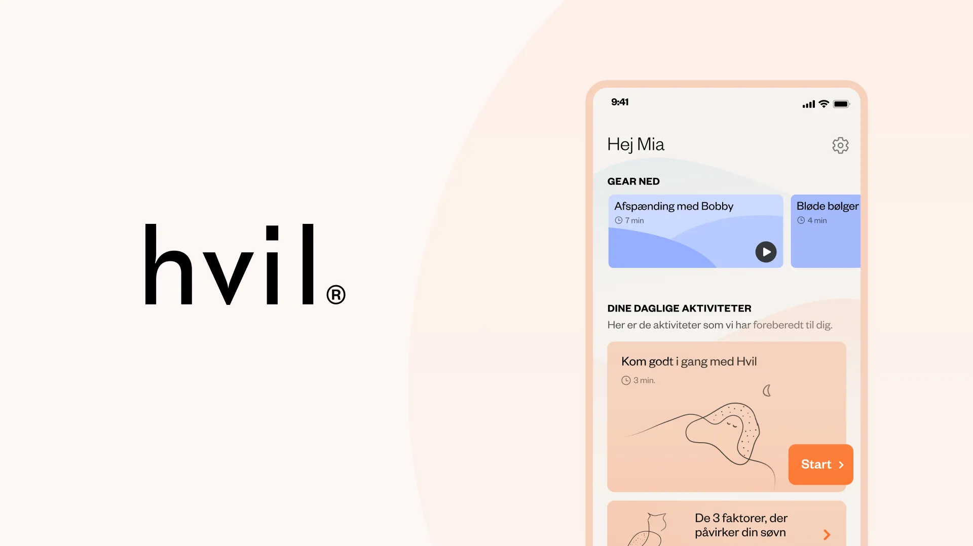 Hvil app visning af mobil