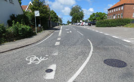 Eksempel på afmærkning af kørebane